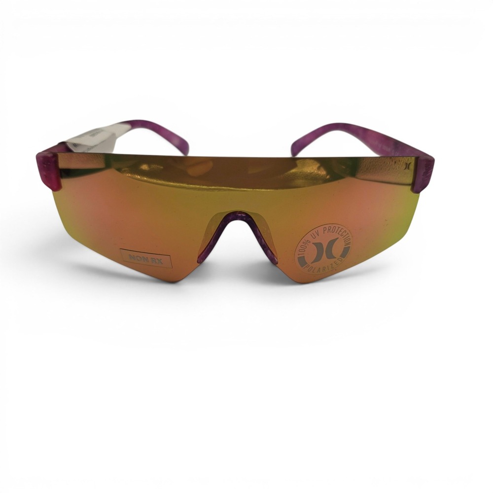 Hurley Big Sur Shield Sunglasses Purple Galactic Print Polarized HLP3002PS - Picture 2 of 7